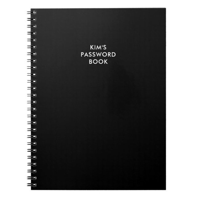 Caderno Espiral Livro de Senha Preto Personalizado (Frente)