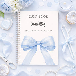 Caderno Espiral Livro de visitas Baby Shower arco azul creme marfi