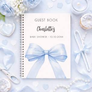 Caderno Espiral Livro de visitas Baby Shower arco azul creme marfi