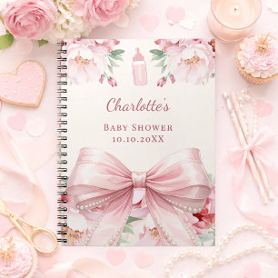 Caderno Espiral Livro de visitas Chuveiro de bebê arco rosa floral