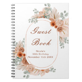Caderno Espiral Livro de Visitas de Aniversário Boho Terracotta co