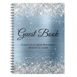 Caderno Espiral Livro de visitas de aniversário em folha de azul c