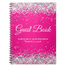 Livro de Visitas de Aniversário Rosa Quente Ombre