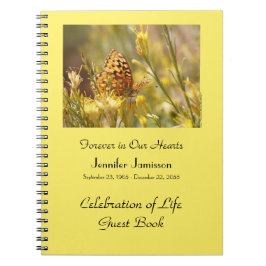 Caderno Espiral Livro de Visitas de Celebração de Vida, Borboleta 