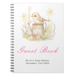 Caderno Espiral Livro de Visitas de Chá de Bebê com Regador de Pás
