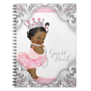 Caderno Espiral Livro de Visitas de Chá de Bebê da Princesa Bailar