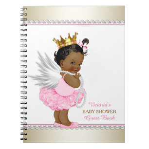 Caderno Espiral Livro de Visitas de Chá de Bebê Menina Anjo Étnica