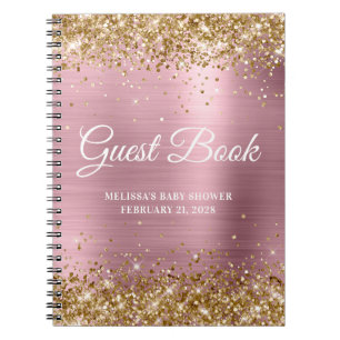 Caderno Espiral Livro de Visitas de Chá de Bebê Rosa Claro com Bri