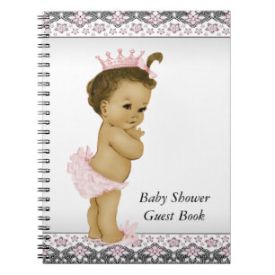 Caderno Espiral Livro de Visitas de Chá de Bebê Rosa e Preto