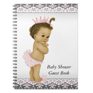 Caderno Espiral Livro de Visitas de Chá de Bebê Rosa e Preto
