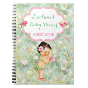 Caderno Espiral Livro de Visitas de Chá de Bebê Tropical Havaiano