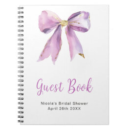 Caderno Espiral Livro de Visitas de Chá de Noiva com Laço Coquete 