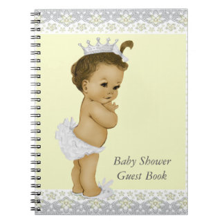 Caderno Espiral Livro de Visitas de Chuvinha de Bebê Amarelo e Cin