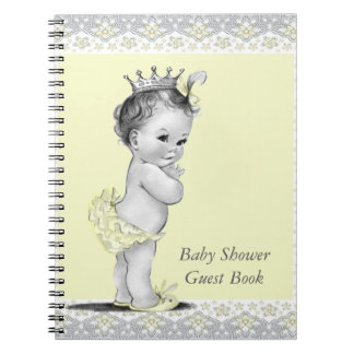 Caderno Espiral Livro de Visitas de Chuvinha de Bebê Amarelo e Cin