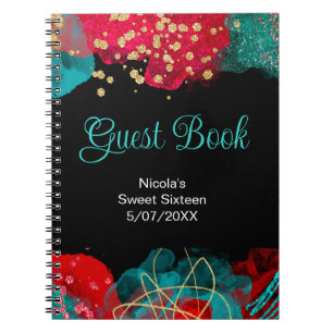 Caderno Espiral Livro de visitas de festa de aniversário de 16 ano