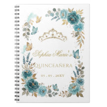 Livro de visitas de Quinceañera floral dourado-tur