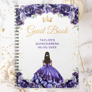 Caderno Espiral Livro de Visitas de Quinceañera Princesa Roxa Escu