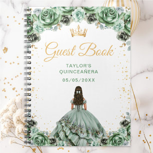 Caderno Espiral Livro de Visitas de Quinceañera Princesa Verde Sál