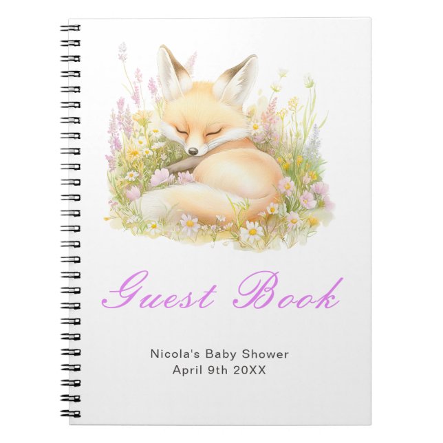 Caderno Espiral Livro de Visitas para Chá de Bebê da Primavera com (Frente)