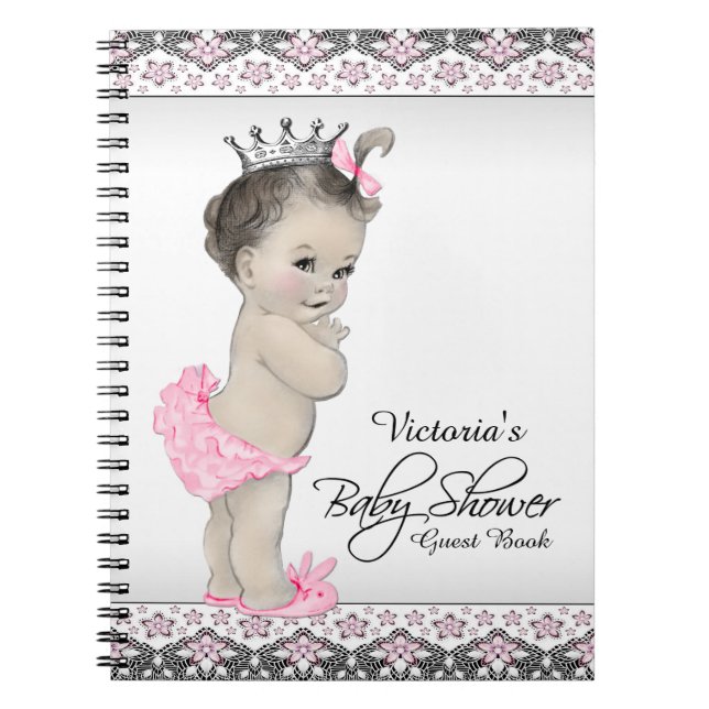 Caderno Espiral Livro de visitas para chá de bebê da princesa (Frente)