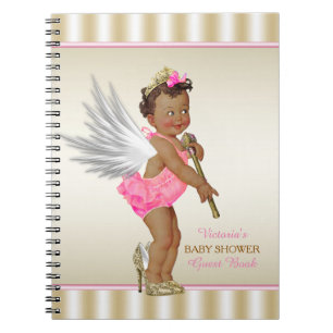 Caderno Espiral Livro de visitas para chá de bebê de Anjo de Salto