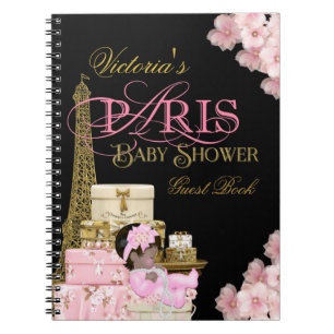 Caderno Espiral Livro de Visitas para Chá de Bebê em Paris