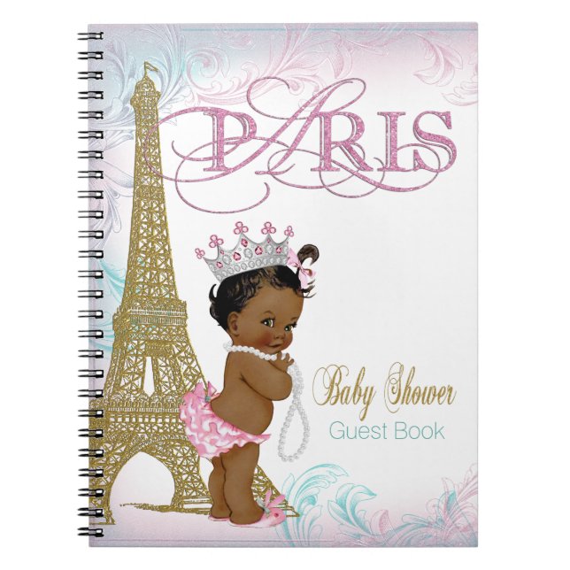 Caderno Espiral Livro de visitas para chá de bebê em Paris (Frente)