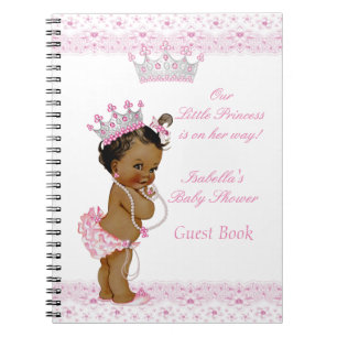 Caderno Espiral Livro de Visitas Princesa Chá de Bebê Rosa Branco 