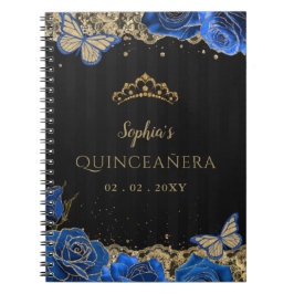 Caderno Espiral Livro de Visitas Quinceañera Rosas Azuis Renda Pre