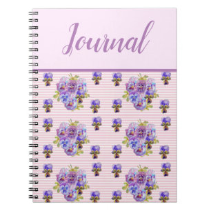 Caderno Espiral Livro Diário Pansy Shabby Roxo Vintage Floral