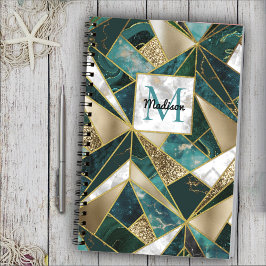 Caderno Espiral Livro geométrico de tartaruga-de-ouro elegante