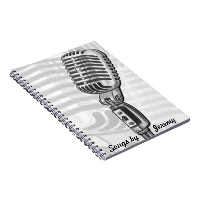 Caderno Espiral Livro lírico personalizado microfone (Lado Direito)