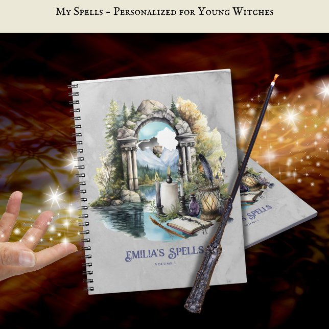 Caderno Espiral Livro Ortográfico da bruxa adolescente personaliza (Criador carregado)