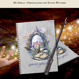 Caderno Espiral Livro Ortográfico da bruxa adolescente personaliza