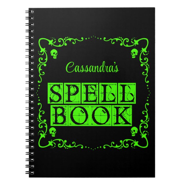 Caderno Espiral Livro Ortográfico do Gótico Verde Personalizado (Frente)