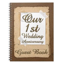 Caderno Espiral Livro Vintage do Primeiro Aniversário do Casamento