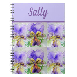 Caderno Espiral Livro Viola Purple Flower Watercolor Art
