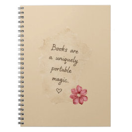 Caderno Espiral Livros de Creme Flor Vermelha Mágica