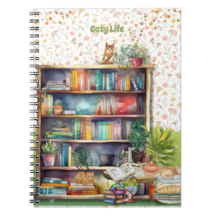 Caderno Espiral Livros e Adolescentes de Gato Aposentadoria de Ani