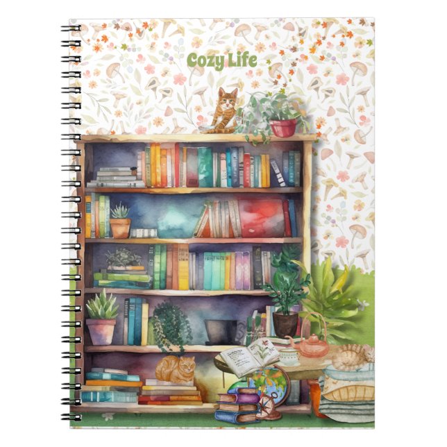 Caderno Espiral Livros e Adolescentes de Gato Aposentadoria de Ani (Frente)