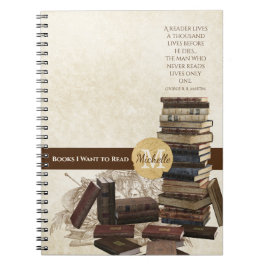 Caderno Espiral Livros que Quero Ler Notebook Vintage