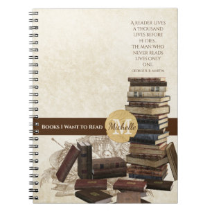 Caderno Espiral Livros que Quero Ler Notebook Vintage