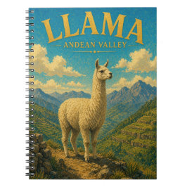 Caderno Espiral Llama Alpaca Vale Andino Aquarela GeoSaga