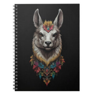 Caderno Espiral Llama E Retrato Da Flor,