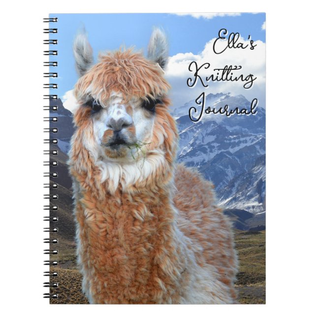 Caderno Espiral Llama Mountains Personalized Knitting Journal (Frente)
