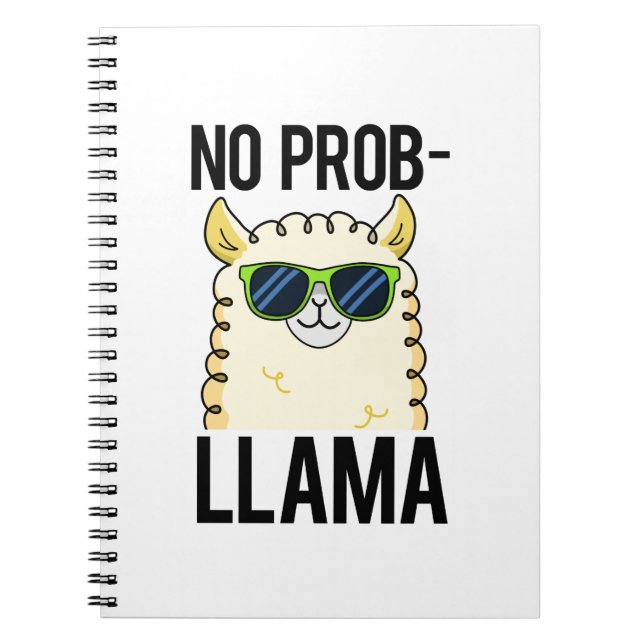 Caderno Espiral Llama Sem Problemas Piada Legal Llama Trocadilho (Frente)