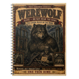 Caderno Espiral Lobisomem, Monstro de Circo Vintage