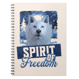 Caderno Espiral Lobo Ártico Espírito de Liberdade Desenho de Vida