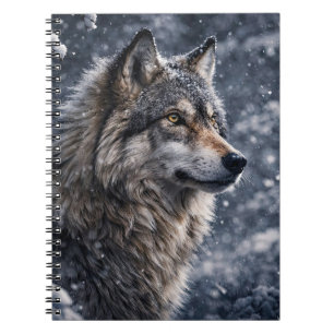 Caderno Espiral Lobo Bonito no Diário de Neve