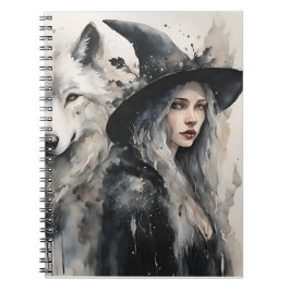 Caderno Espiral Lobo Branco e bruxa